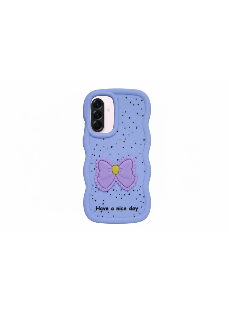 جراب متوافق مع هاتف سامسونج A36، [حماية من السقوط] جراب هاتف من مادة TPU الناعمة بنمط فيونكة ثلاثية الأبعاد، يوفر حماية كاملة للجسم (بنفسجي)